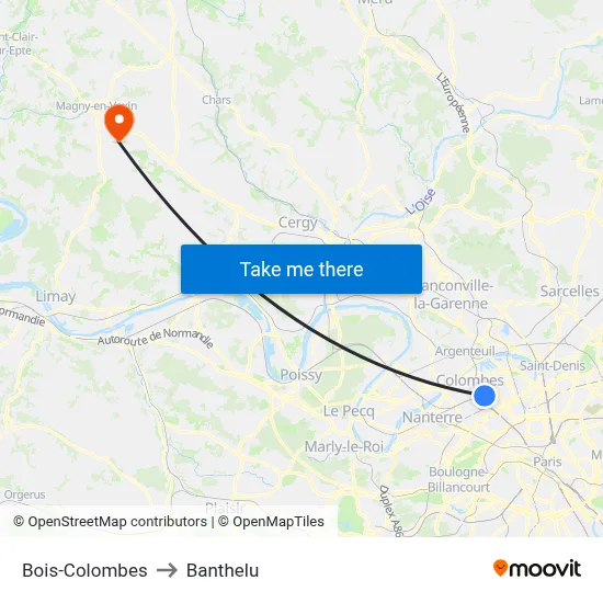 Bois-Colombes to Banthelu map