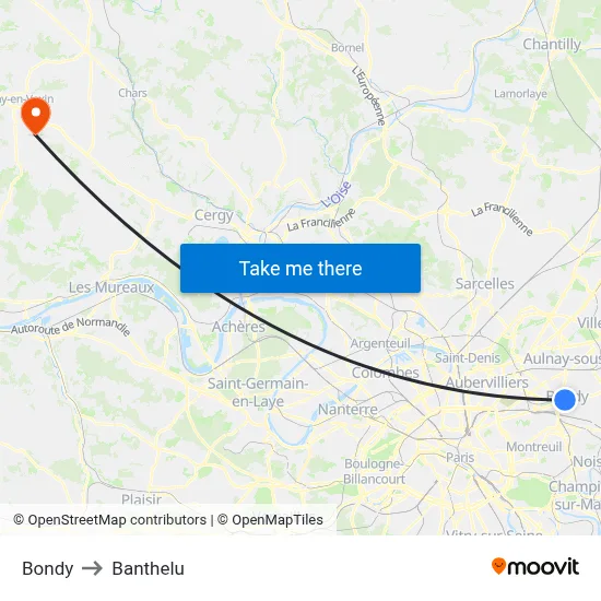 Bondy to Banthelu map