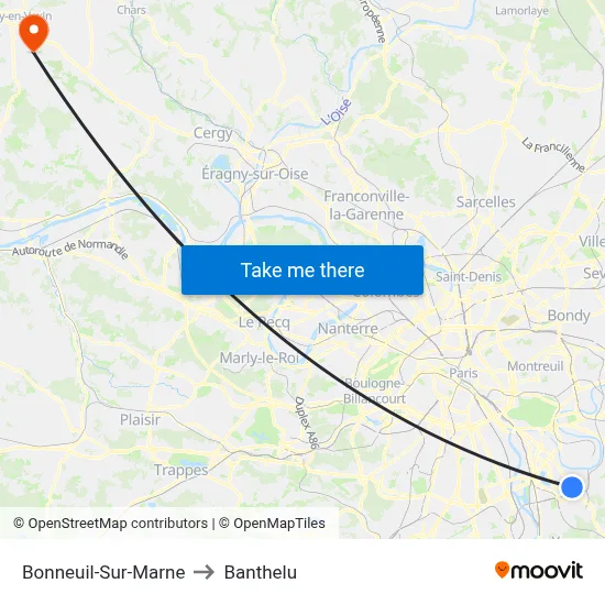 Bonneuil-Sur-Marne to Banthelu map