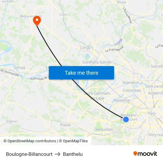 Boulogne-Billancourt to Banthelu map