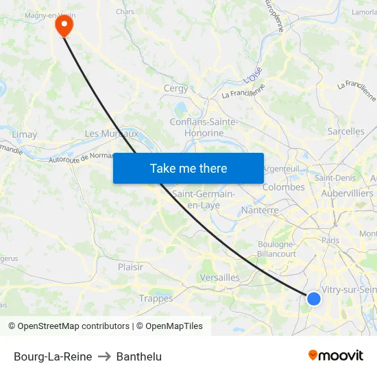 Bourg-La-Reine to Banthelu map