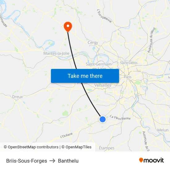 Briis-Sous-Forges to Banthelu map