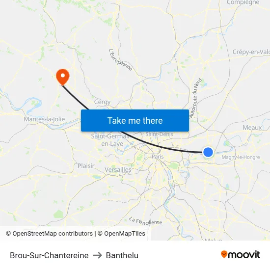 Brou-Sur-Chantereine to Banthelu map