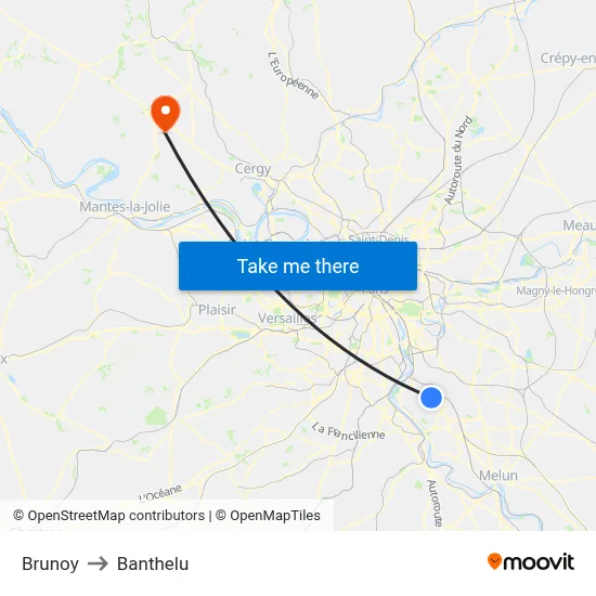 Brunoy to Banthelu map