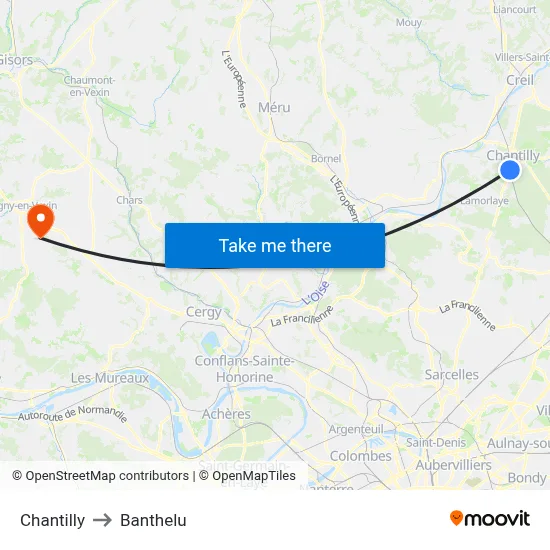 Chantilly to Banthelu map