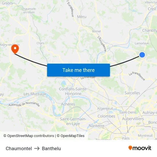 Chaumontel to Banthelu map