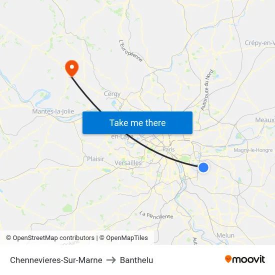 Chennevieres-Sur-Marne to Banthelu map