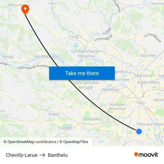 Chevilly-Larue to Banthelu map
