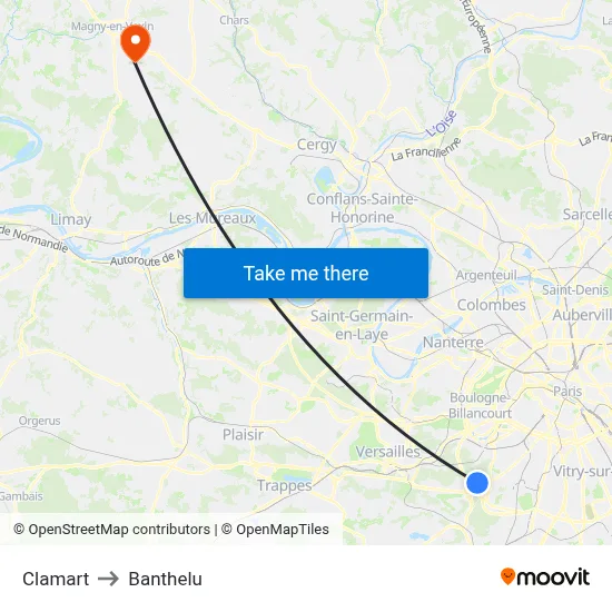 Clamart to Banthelu map