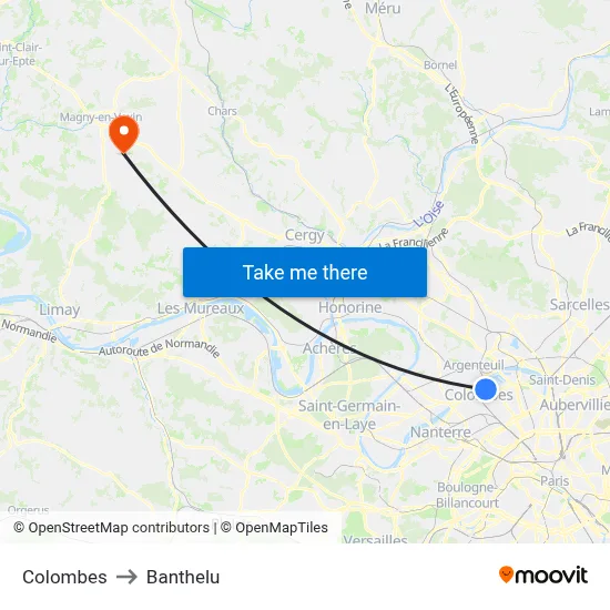 Colombes to Banthelu map