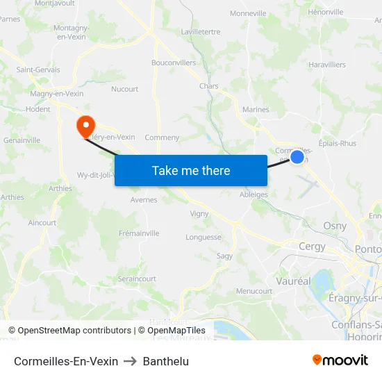 Cormeilles-En-Vexin to Banthelu map