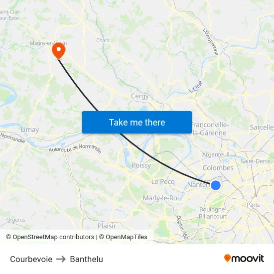 Courbevoie to Banthelu map