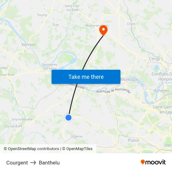 Courgent to Banthelu map