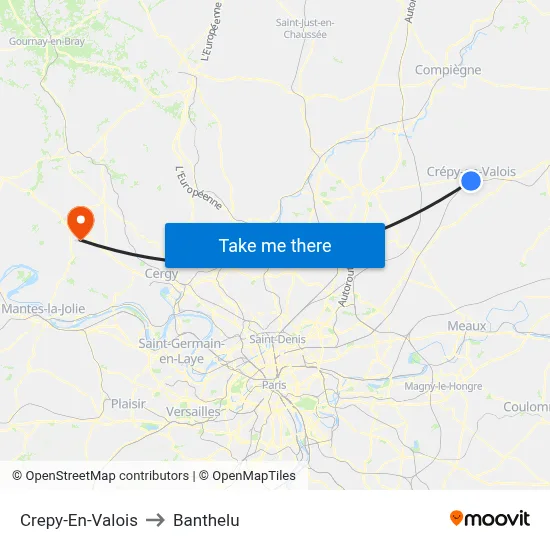 Crepy-En-Valois to Banthelu map
