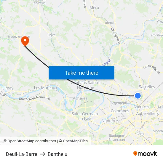 Deuil-La-Barre to Banthelu map