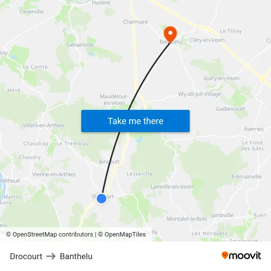Drocourt to Banthelu map