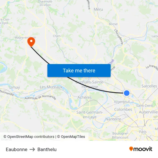 Eaubonne to Banthelu map