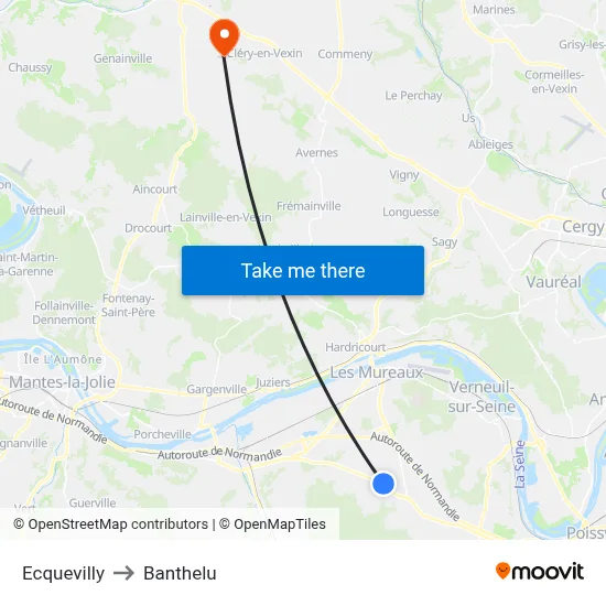 Ecquevilly to Banthelu map