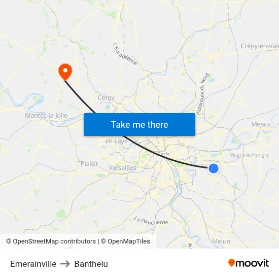 Emerainville to Banthelu map