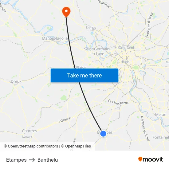 Etampes to Banthelu map