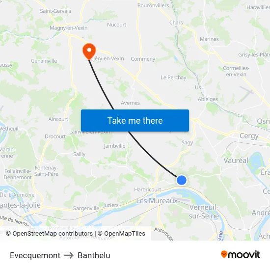 Evecquemont to Banthelu map