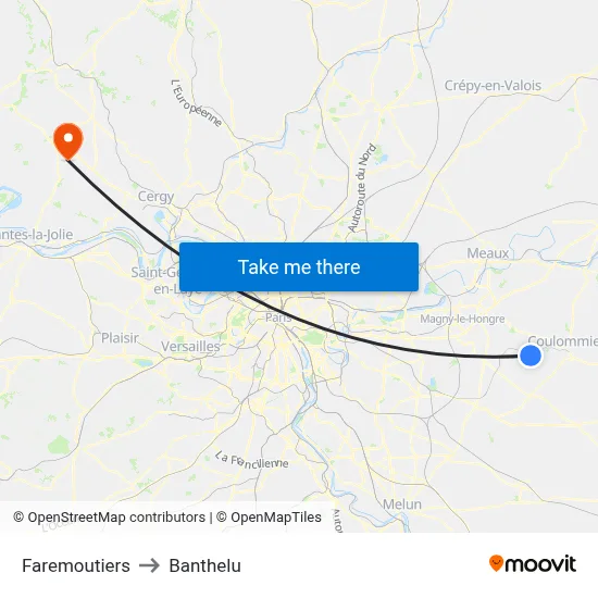 Faremoutiers to Banthelu map
