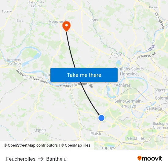 Feucherolles to Banthelu map