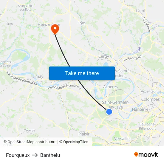 Fourqueux to Banthelu map