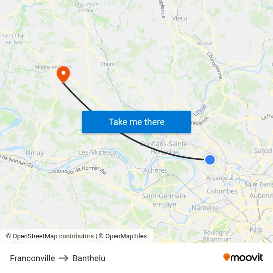Franconville to Banthelu map