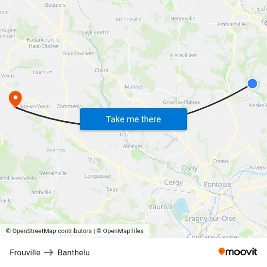 Frouville to Banthelu map