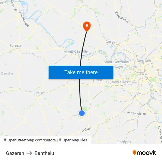 Gazeran to Banthelu map