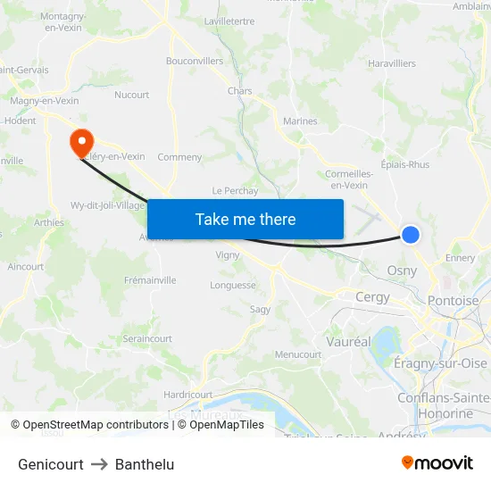 Genicourt to Banthelu map