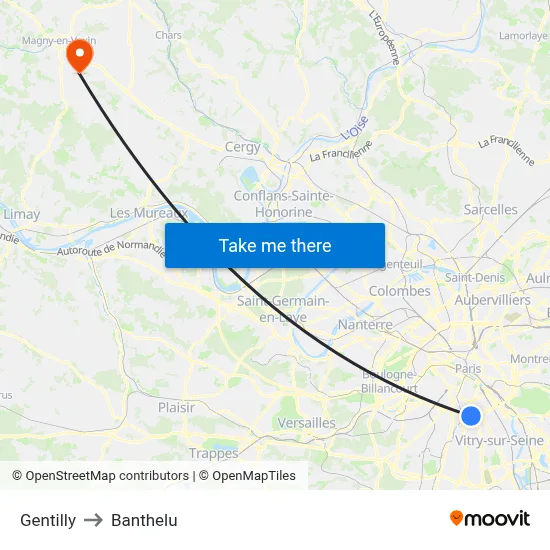 Gentilly to Banthelu map