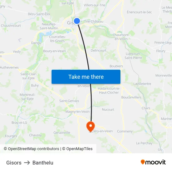 Gisors to Banthelu map