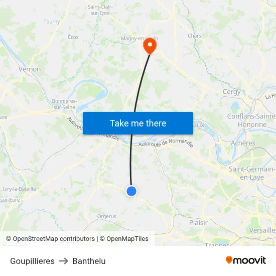 Goupillieres to Banthelu map