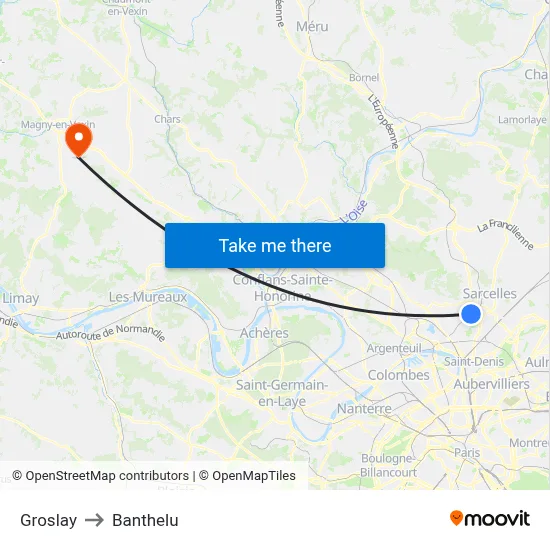 Groslay to Banthelu map