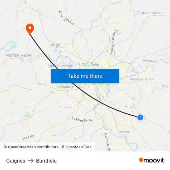 Guignes to Banthelu map