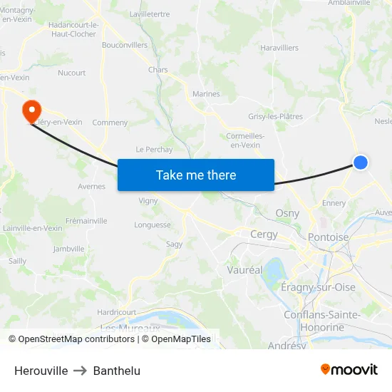 Herouville to Banthelu map