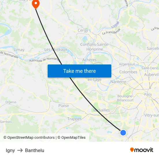 Igny to Banthelu map