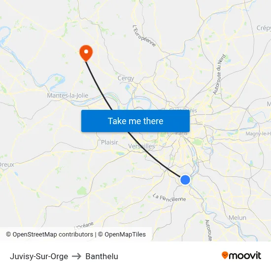Juvisy-Sur-Orge to Banthelu map
