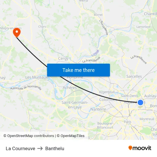 La Courneuve to Banthelu map