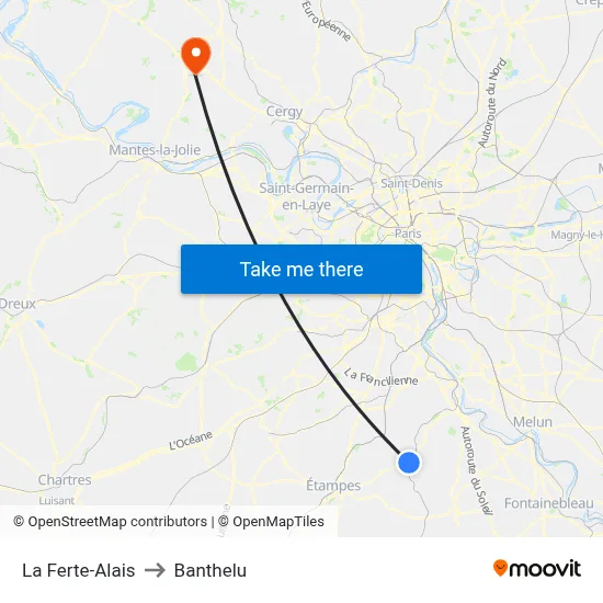 La Ferte-Alais to Banthelu map