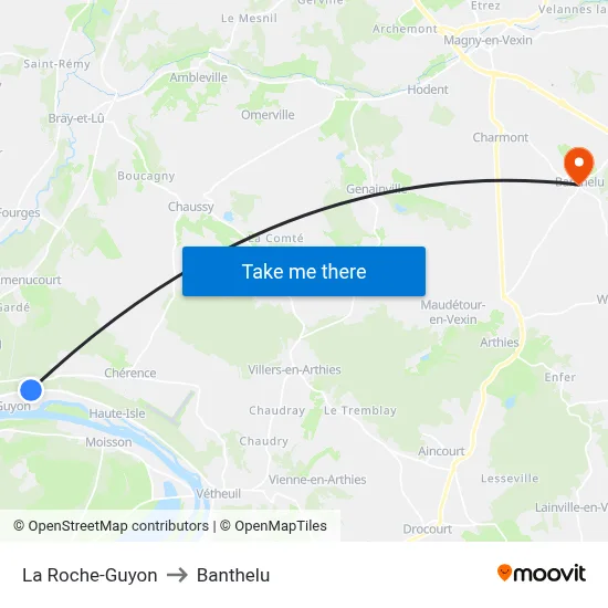 La Roche-Guyon to Banthelu map