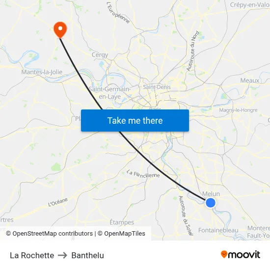 La Rochette to Banthelu map