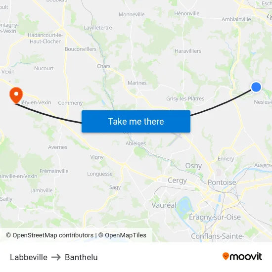 Labbeville to Banthelu map