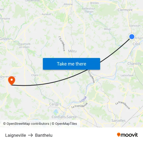 Laigneville to Banthelu map