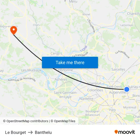 Le Bourget to Banthelu map