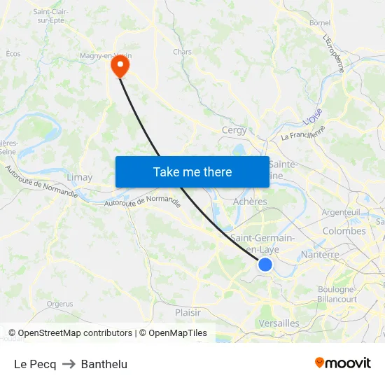 Le Pecq to Banthelu map