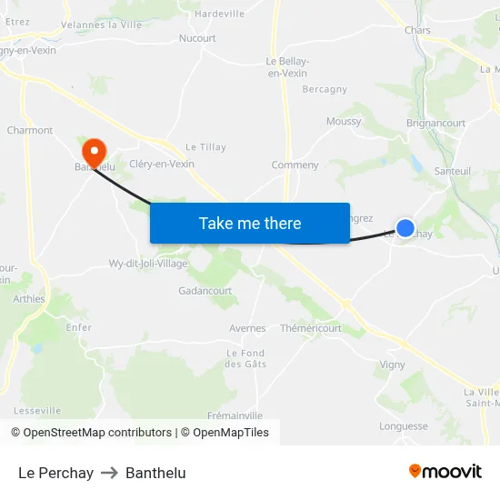 Le Perchay to Banthelu map