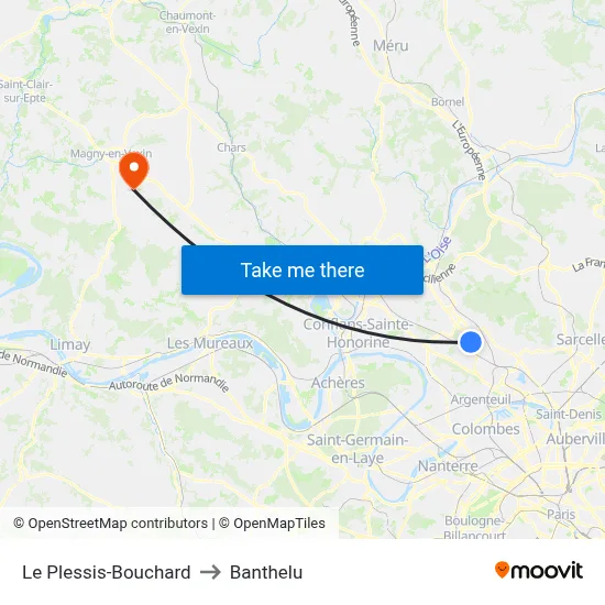 Le Plessis-Bouchard to Banthelu map
